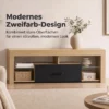 TV Lowboard Für Fernseher Bis 65 Zoll, Moderner TV Schrank Mit Verstellbaren Glasböden, Eiche