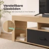 TV Lowboard Für Fernseher Bis 65 Zoll, Moderner TV Schrank Mit Verstellbaren Glasböden, Eiche