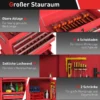 Verrijdbare Gereedschapskast, 6 Laden, 2 Kasten, Staal, Afsluitbaar, Rood