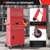 Verrijdbare Gereedschapskast, 6 Laden, 2 Kasten, Staal, Afsluitbaar, Rood