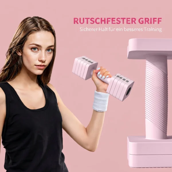Verstellbare Hantel, 2 X 5kg Hanteln Mit Rutschfest Griff, Quadratisch Kurzhantelset Aus Stahl Rosa