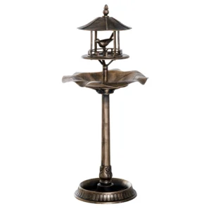 Vogeltränke Vogelbad Vintage Design, Wetterbeständig,50cm × 50cm × 113cm, Messing