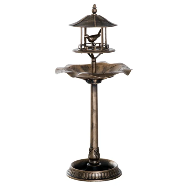 Vogeltränke Vogelbad Vintage Design, Wetterbeständig,50cm × 50cm × 113cm, Messing