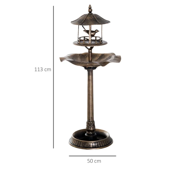 Vogeltränke Vogelbad Vintage Design, Wetterbeständig,50cm × 50cm × 113cm, Messing