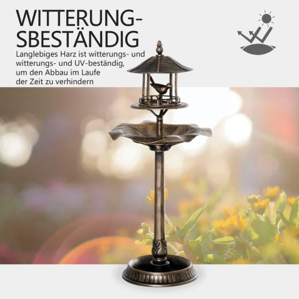 Vogeltränke Vogelbad Vintage Design, Wetterbeständig,50cm × 50cm × 113cm, Messing