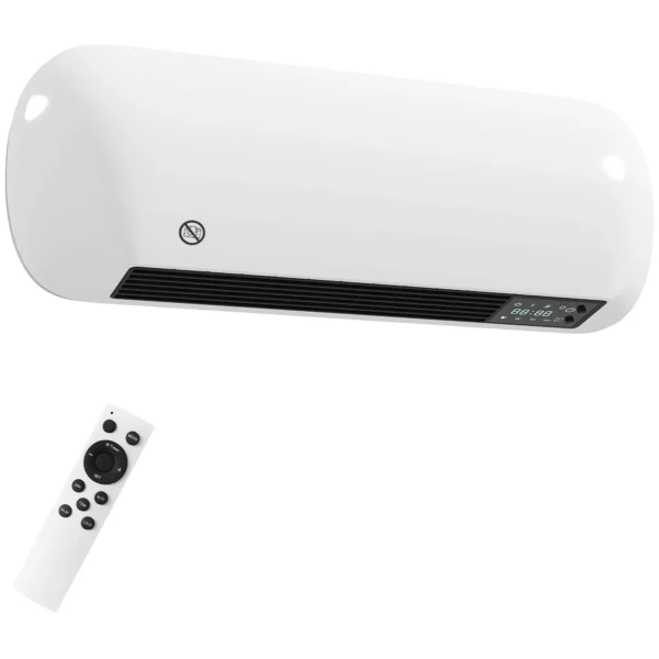 Wand Heizlüfter 2000W Keramik Wandheizgerät Mit Ventilator, 2 Leistungsstufen, LED Display, Thermostat, Weiß