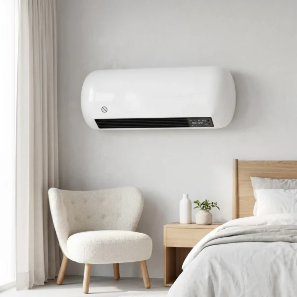 Wand Heizlüfter 2000W Keramik Wandheizgerät Mit Ventilator, 2 Leistungsstufen, LED Display, Thermostat, Weiß