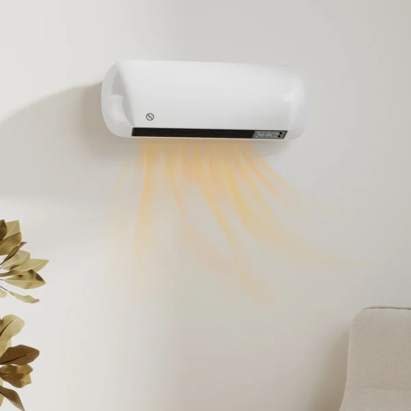 Wand Heizlüfter 2000W Keramik Wandheizgerät Mit Ventilator, 2 Leistungsstufen, LED Display, Thermostat, Weiß