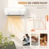 Wand Heizlüfter 2000W Keramik Wandheizgerät Mit Ventilator, 2 Leistungsstufen, LED Display, Thermostat, Weiß