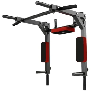 Wand Klimmzugstange, 2 in 1 Profi Klimmzug Und Dipstation Für Das Heimtraining, Bis 200 Kg, Rot