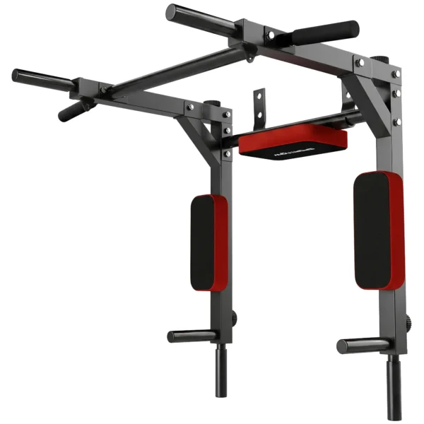 Wand Klimmzugstange, 2 in 1 Profi Klimmzug Und Dipstation Für Das Heimtraining, Bis 200 Kg, Rot