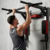 Wand Klimmzugstange, 2 in 1 Profi Klimmzug Und Dipstation Für Das Heimtraining, Bis 200 Kg, Rot