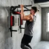 Wand Klimmzugstange, 2 in 1 Profi Klimmzug Und Dipstation Für Das Heimtraining, Bis 200 Kg, Rot