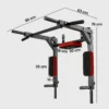 Wand Klimmzugstange, 2 in 1 Profi Klimmzug Und Dipstation Für Das Heimtraining, Bis 200 Kg, Rot
