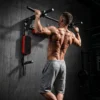 Wand Klimmzugstange, 2 in 1 Profi Klimmzug Und Dipstation Für Das Heimtraining, Bis 200 Kg, Rot