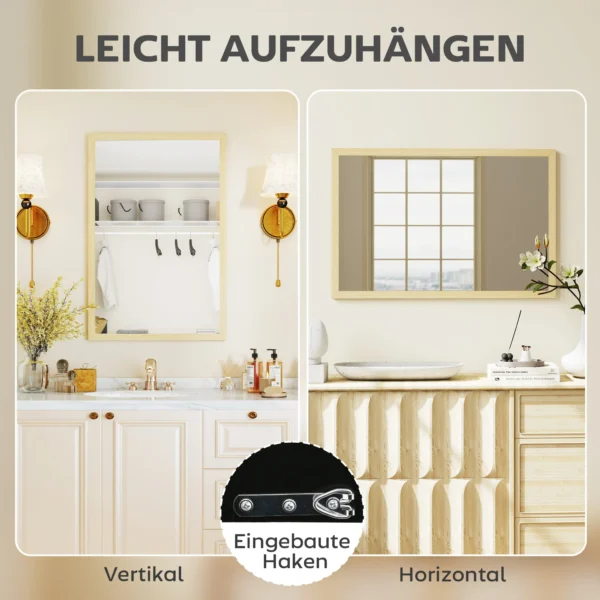Wandspiegel, 40 X 60 Cm, Dekorativer Hängespiegel, Einfache Montage, Inkl. Schrauben