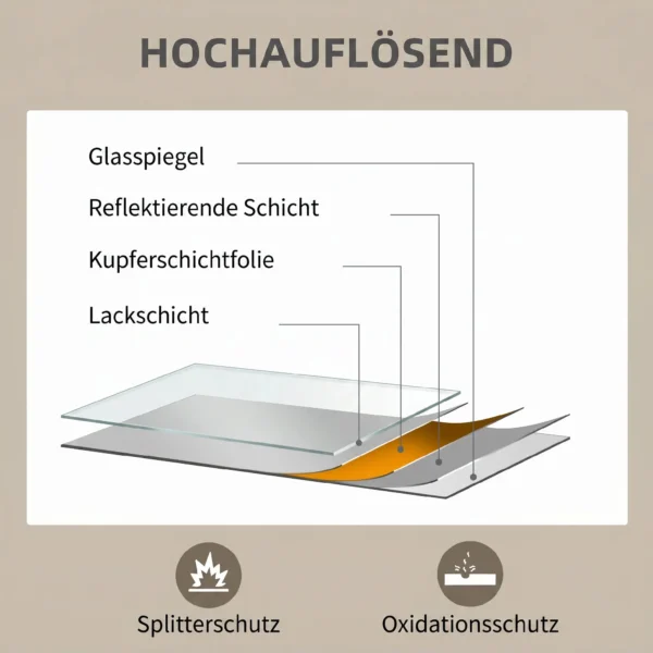 Wandspiegel, 60 X 80 Cm, Rahmen In Holzoptik, Einfache Montage, Inkl. Schrauben