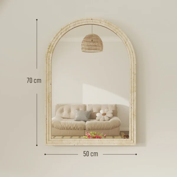 Wandspiegel Bogenförmig Spiegel Mit Rahmen Aus Polystyrol Dekorativer Hängespiegel 50 X 70 Cm Beige