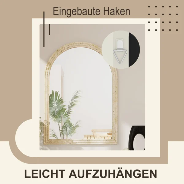 Wandspiegel Bogenförmig Spiegel Mit Rahmen Aus Polystyrol Dekorativer Hängespiegel 50 X 70 Cm Beige