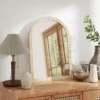 Wandspiegel Bogenförmig Spiegel Mit Rahmen Aus Polystyrol Dekorativer Hängespiegel 50 X 70 Cm Beige