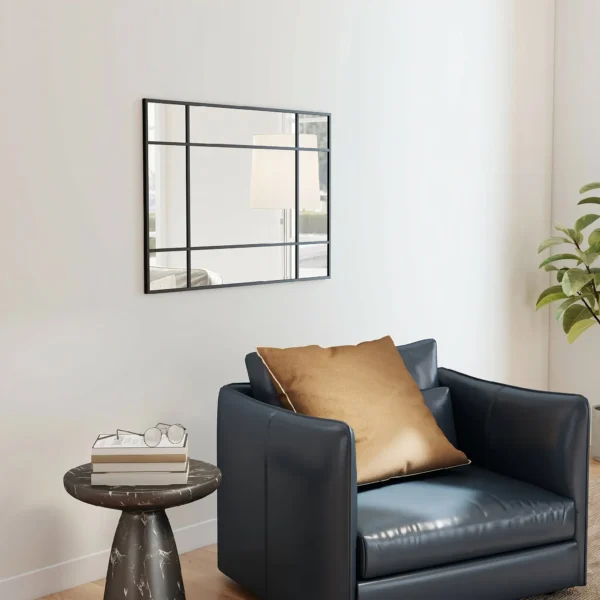 Wandspiegel, Dekorativer Spiegel Mit Metallrahmen, Schwarze Streifen, Mehrschichtglas, 90B X 2T X 60H Cm