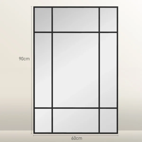 Wandspiegel, Dekorativer Spiegel Mit Metallrahmen, Schwarze Streifen, Mehrschichtglas, 90B X 2T X 60H Cm