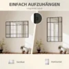 Wandspiegel, Dekorativer Spiegel Mit Metallrahmen, Schwarze Streifen, Mehrschichtglas, 90B X 2T X 60H Cm