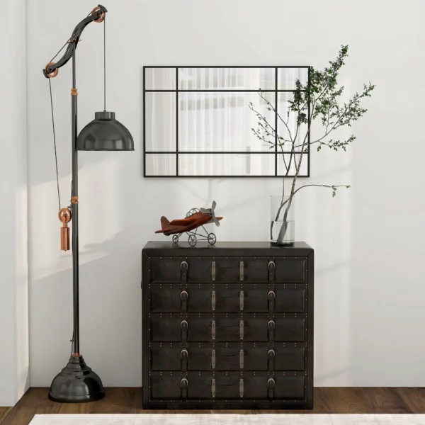 Wandspiegel, Dekorativer Spiegel Mit Metallrahmen, Schwarze Streifen, Mehrschichtglas, 90B X 2T X 60H Cm