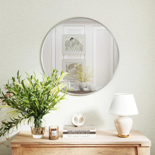 Wandspiegel, Modernes Design, 61 X 61 Cm, Silber