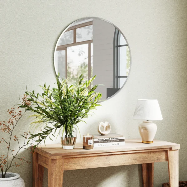 Wandspiegel, Modernes Design, 61 X 61 Cm, Silber