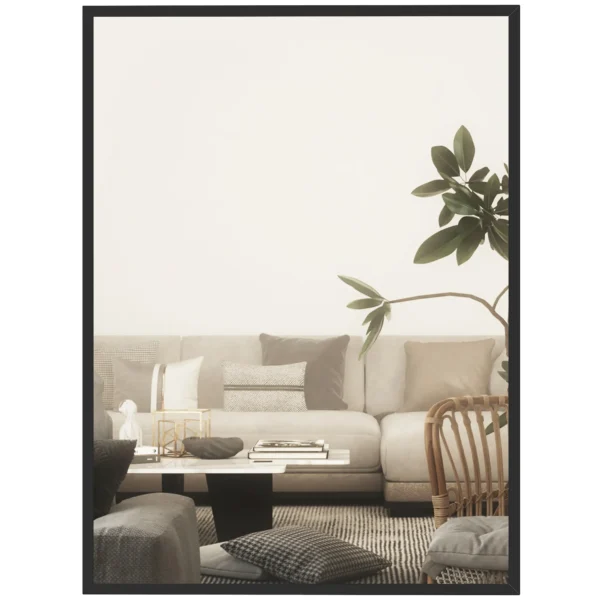 Wandspiegel Rechteckig 76 X 101 Cm, Schwarzer Holzrahmen, Ideal Für Badezimmer, Wohnzimmer Oder Schlafzimmer