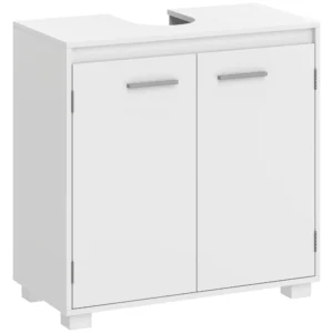 Waschbeckenunterschrank, Modernes Freistehendes Badmöbel Mit U förmiger Aussparung, Verstellbarem Regal, Weiß