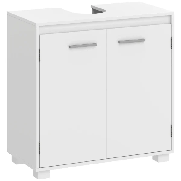 Waschbeckenunterschrank, Modernes Freistehendes Badmöbel Mit U förmiger Aussparung, Verstellbarem Regal, Weiß