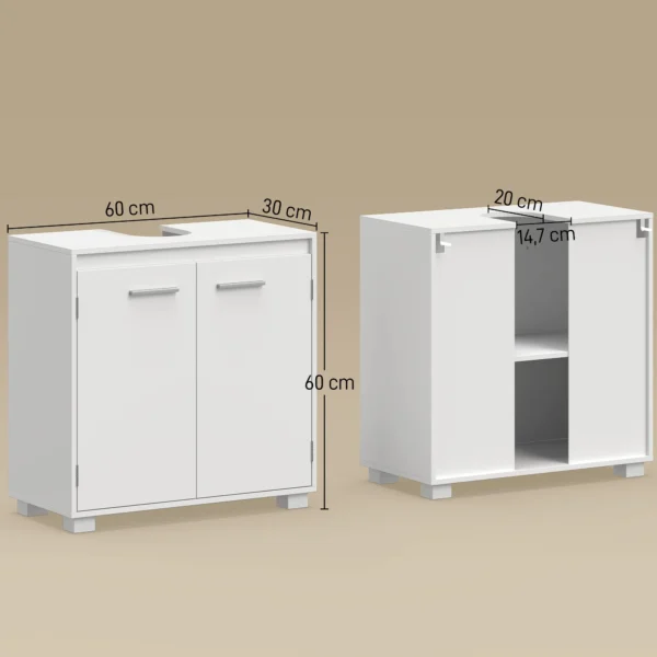 Waschbeckenunterschrank, Modernes Freistehendes Badmöbel Mit U förmiger Aussparung, Verstellbarem Regal, Weiß