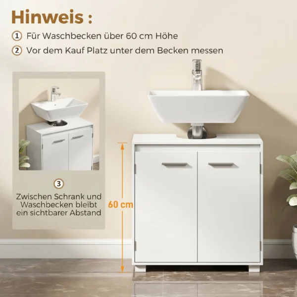 Waschbeckenunterschrank, Modernes Freistehendes Badmöbel Mit U förmiger Aussparung, Verstellbarem Regal, Weiß