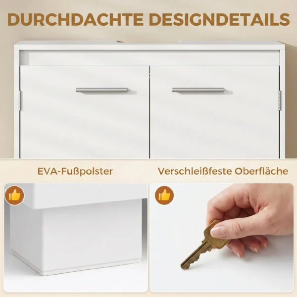 Waschbeckenunterschrank, Modernes Freistehendes Badmöbel Mit U förmiger Aussparung, Verstellbarem Regal, Weiß