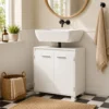 Waschbeckenunterschrank, Modernes Freistehendes Badmöbel Mit U förmiger Aussparung, Verstellbarem Regal, Weiß