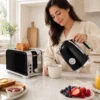 Wasserkocher Und Toaster Set Mit Thermometer, 1,7 L, 2200 W Wasserkocher, 2 Scheiben Toaster Mit 7 Bräunungsstufen