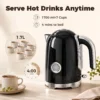Wasserkocher Und Toaster Set Mit Thermometer, 1,7 L, 2200 W Wasserkocher, 2 Scheiben Toaster Mit 7 Bräunungsstufen
