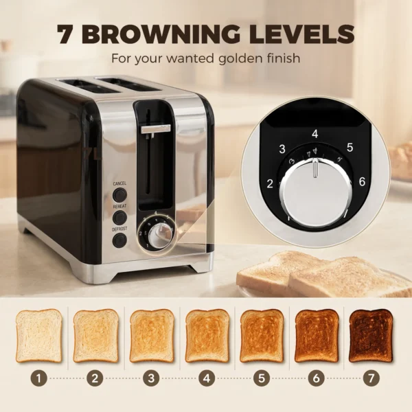 Wasserkocher Und Toaster Set Mit Thermometer, 1,7 L, 2200 W Wasserkocher, 2 Scheiben Toaster Mit 7 Bräunungsstufen