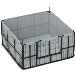 Wurfkiste Für Welpen Mit Unterlage, Winddichtem Oxford Gewebe, Für Mittelgroße Große Hunde, 122x122x60 Cm Schwarz