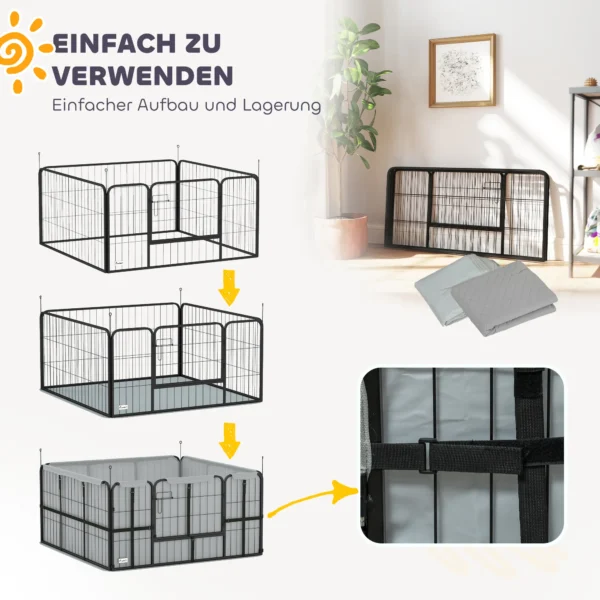 Wurfkiste Für Welpen Mit Unterlage, Winddichtem Oxford Gewebe, Für Mittelgroße Große Hunde, 122x122x60 Cm Schwarz