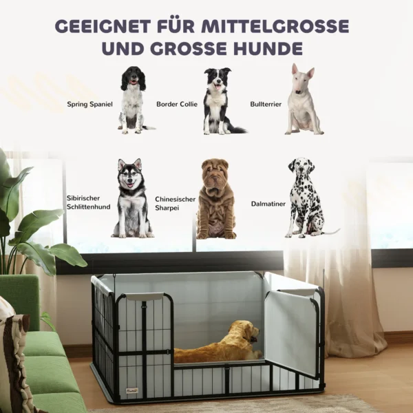 Wurfkiste Für Welpen Mit Unterlage, Winddichtem Oxford Gewebe, Für Mittelgroße Große Hunde, 122x122x60 Cm Schwarz