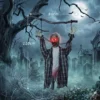 110 Cm Animierte Hängende Halloween Deko, Schreiender Zombie, Sound & Berührungsaktivierung, Rote LED Augen