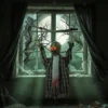 110 Cm Animierte Hängende Halloween Deko, Schreiender Zombie, Sound & Berührungsaktivierung, Rote LED Augen