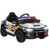 12V Kinder Elektroauto Polizei Polizeiauto Mit Fernbedienung Sirene Warnlicht Musik & Hupe Doppelmotoren Federung Weiß