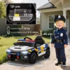 12V Kinder Elektroauto Polizei Polizeiauto Mit Fernbedienung Sirene Warnlicht Musik & Hupe Doppelmotoren Federung Weiß