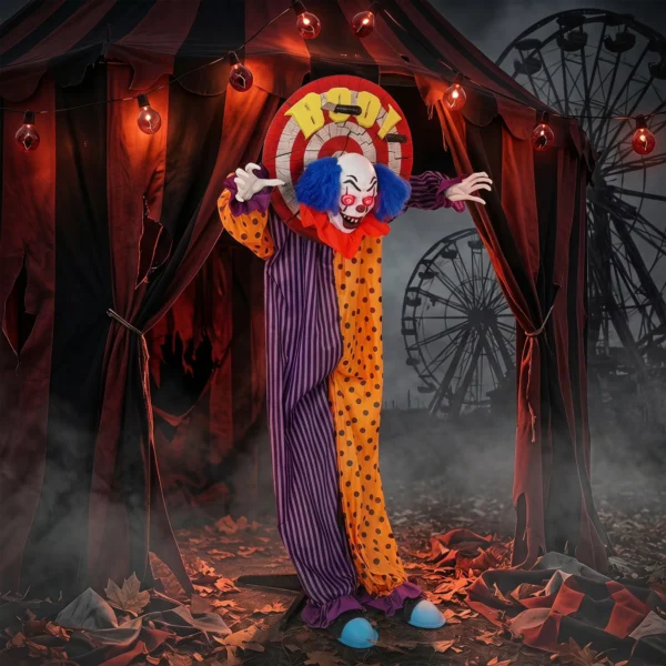 167 Cm Lebensgroße Animierte Halloween Clown Deko Mit Sound & Berührungsaktivierung