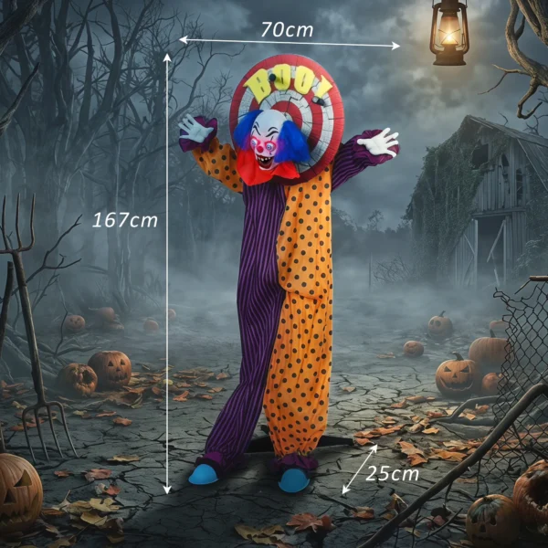 167 Cm Lebensgroße Animierte Halloween Clown Deko Mit Sound & Berührungsaktivierung
