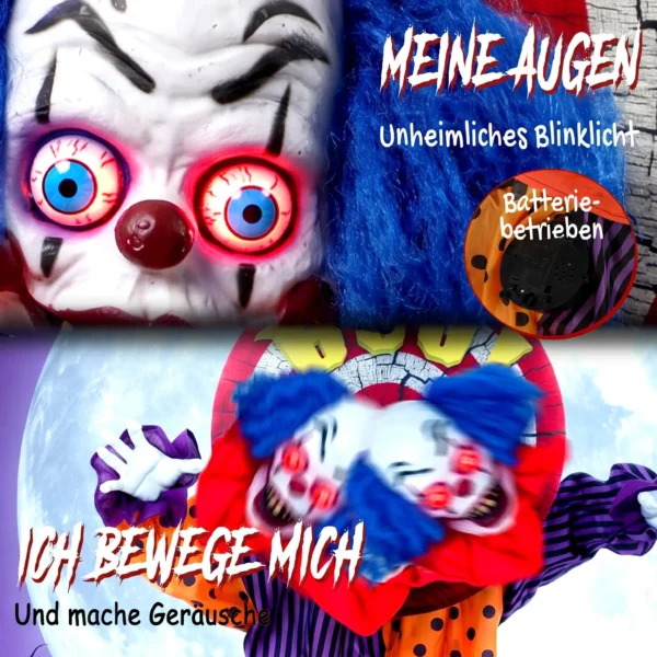 167 Cm Lebensgroße Animierte Halloween Clown Deko Mit Sound & Berührungsaktivierung